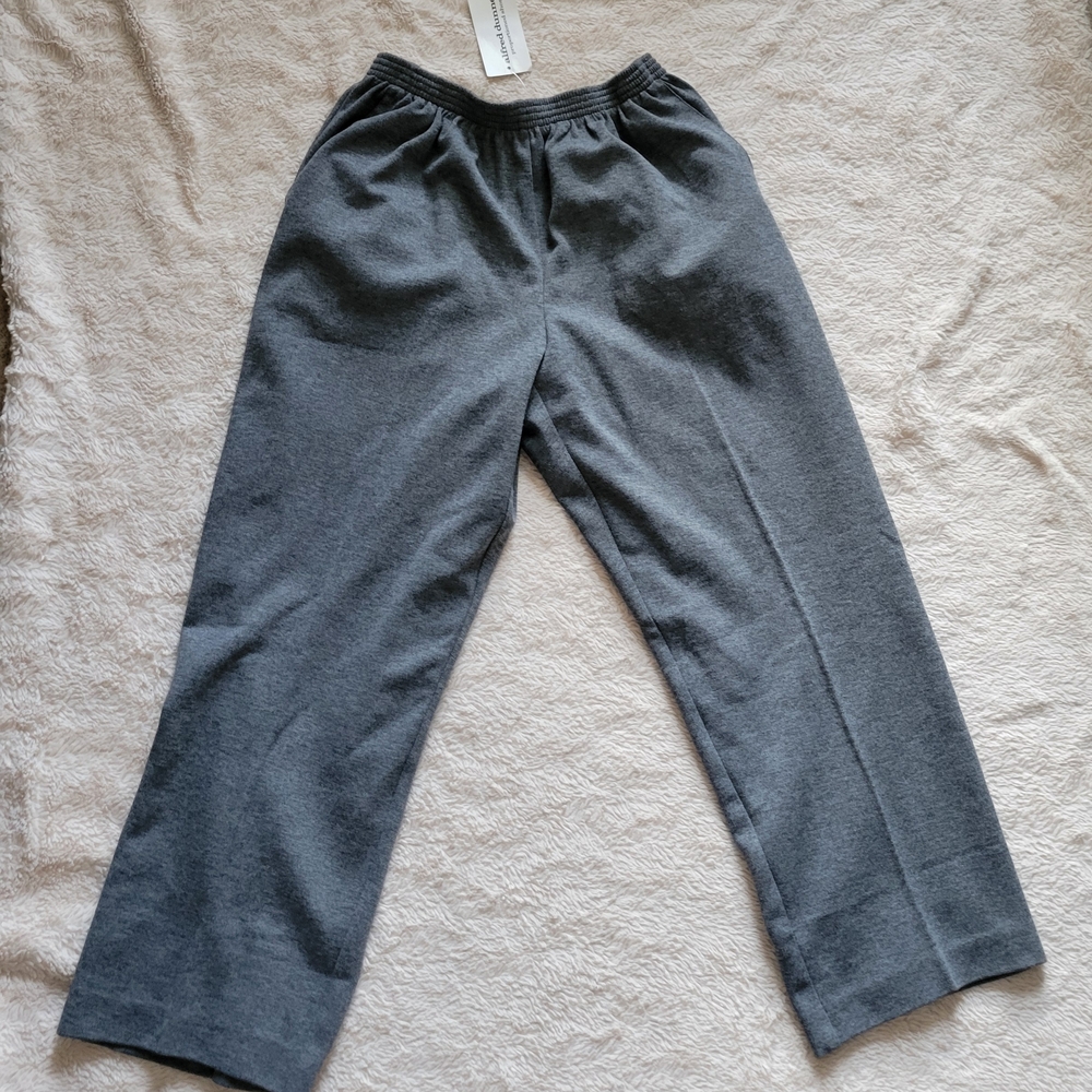 NWT! Alfred Dunner Grey Pull-On Pants, Size 12